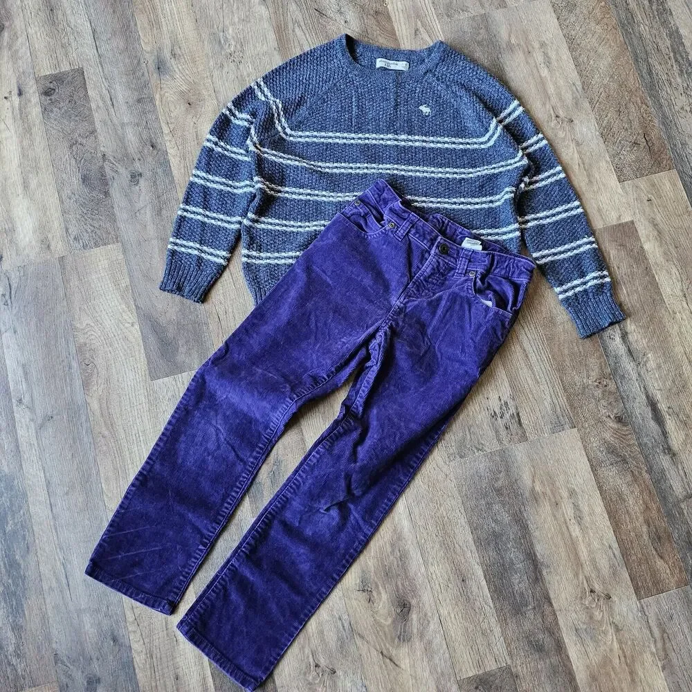 Abercrombie Kids Sweater & L.L. Bean Corduroy Pants Lot, Sizes 7-8yrs EUC